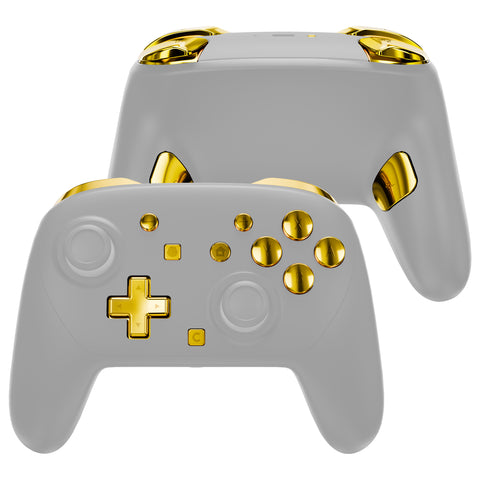 eXtremeRate DIY Replacement Full Set Buttons for Nintendo Switch 2 Pro Controller - Chrome Gold - JMWPTD001
