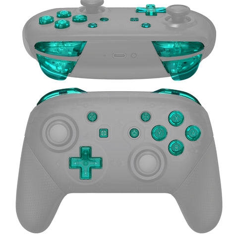 eXtremeRate DIY Replacement Full Set Buttons for Nintendo Switch Pro Controller - Crystal Emerald Green - KRP369
