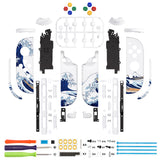 eXtremeRate DIY Replacement Full Set Shell Case with Buttons for Joycon 2 of Nintendo Switch 2 - Deluxe Version - The Great Wave - AWHNTT001