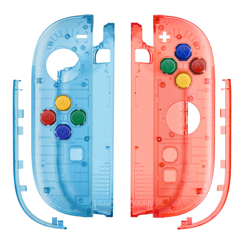 eXtremeRate DIY Replacement Full Set Shell Case with Buttons for Joycon 2 of Nintendo Switch 2 - Essence Version - Clear Blue & Orange - BSUNTM013