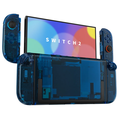 eXtremeRate DIY Replacement Full Set Shells with Buttons for Nintendo Switch 2 - Deluxe Version - Clear Blue - QGRNTM005