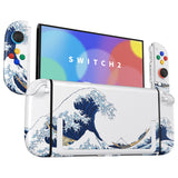 eXtremeRate DIY Replacement Full Set Shells with Buttons for Nintendo Switch 2 - Deluxe Version - The Great Wave - QGRNTT001
