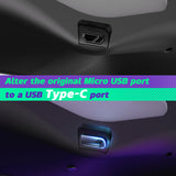 eXtremeRate Dawn Type-C Version Remap Kit for PS4 Controller JDM-040/050/055 with 6 Customizable Mapping Profiles, Textured Blue Redesigned Back Shell and 4 Back Buttons - RYKP4P005