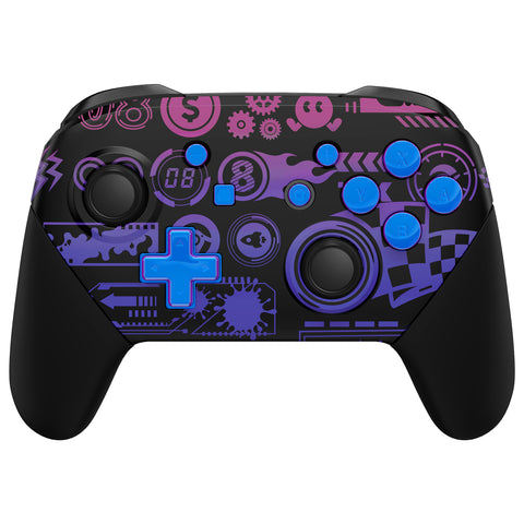 eXtremeRate Deluxe Championship Faceplate Backplate Handles for NS Switch Pro Controller, Soft Touch Replacement Grip Housing Shell Cover with Colorful ABXY Buttons for NS Switch Pro - FRT108