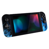 eXtremeRate Blue Flame Soft Touch Joycon Handheld Controller Housing (D-Pad Version) with Full Set Buttons, DIY Replacement Shell Case for NS Switch JoyCon & OLED JoyCon - Console Shell NOT Included - JZT101