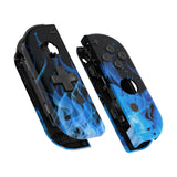 eXtremeRate Blue Flame Soft Touch Joycon Handheld Controller Housing (D-Pad Version) with Full Set Buttons, DIY Replacement Shell Case for NS Switch JoyCon & OLED JoyCon - Console Shell NOT Included - JZT101