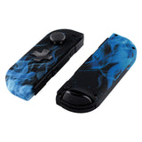 eXtremeRate Blue Flame Soft Touch Joycon Handheld Controller Housing (D-Pad Version) with Full Set Buttons, DIY Replacement Shell Case for NS Switch JoyCon & OLED JoyCon - Console Shell NOT Included - JZT101