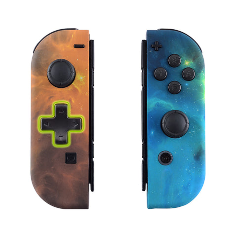 eXtremeRate Orange Star Universe Soft Touch Joycon Handheld Controller Housing (D-Pad Version) with Full Set Buttons, DIY Replacement Shell Case for NS Switch JoyCon & OLED JoyCon - Console Shell NOT Included - JZT102