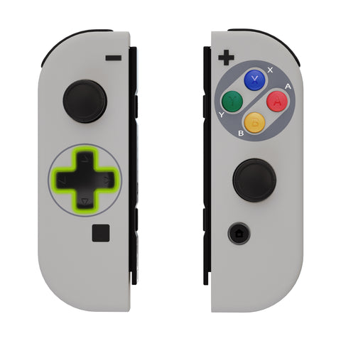 eXtremeRate SNES Classic EU Style Joycon Handheld Controller Housing (D-Pad Version) with Colorful Buttons, DIY Replacement Shell Case for NS Switch JoyCon & OLED JoyCon - Console Shell NOT Included - JZT106