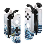 eXtremeRate The Great Wave Soft Touch Joycon Handheld Controller Housing (D-Pad Version) with Full Set Buttons, DIY Replacement Shell Case for NS Switch JoyCon & OLED JoyCon - Console Shell NOT Included - JZT103