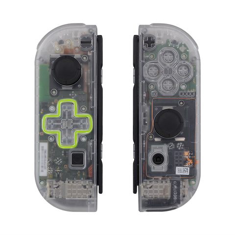 eXtremeRate Transparent Clear Joycon Handheld Controller Housing (D-Pad Version) with Full Set Buttons, DIY Replacement Shell Case for NS Switch JoyCon & OLED JoyCon - Console Shell NOT Included - JZM501