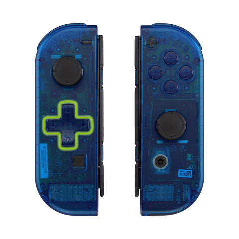 eXtremeRate Transparent Clear Blue Joycon Handheld Controller Housing (D-Pad Version) with Full Set Buttons, DIY Replacement Shell Case for NS Switch JoyCon & OLED JoyCon - Console Shell NOT Included - JZM504