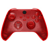 eXtremeRate Transparent Red Controller Full Set Housing Shell Case w/ Buttons for Xbox Series X/S, Custom Replacement Side Rails Front Back Plate Cover for Xbox Series S & Xbox Series X Controller - QX3M502