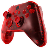 eXtremeRate Transparent Red Controller Full Set Housing Shell Case w/ Buttons for Xbox Series X/S, Custom Replacement Side Rails Front Back Plate Cover for Xbox Series S & Xbox Series X Controller - QX3M502