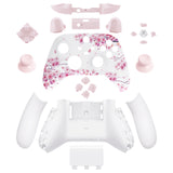 eXtremeRate Cherry Blossom Whisper Controller Full Set Housing Shell Case with Buttons for Xbox Series X/S Controller, Custom Replacement Side Rails Front Back Plate Cover for Xbox Core Controller - QX3T1006