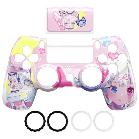 eXtremeRate MeWoow Ghost Replacement Faceplate Touchpad Cover, Redesigned Housing Shell Case Touch Pad Compatible with PS4 Slim Pro Controller JDM-040/050/055 - Controller NOT Included - GHP4T015