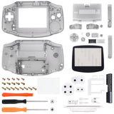 eXtremeRate IPS Ready Upgraded Clear Black GBA Replacement Shell Full Housing Cover Buttons & White Screen Lens for Gameboy Advance – Compatible with Both IPS & Standard LCD – Console & IPS Screen NOT Included - TAGM5008