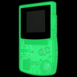eXtremeRate IPS Ready Upgraded Glow in Dark - Green Replacement Shell Full Housing Cover & Buttons & Black Screen Lens for Gameboy Color – Fit for GBC OSD IPS & Regular IPS & Standard LCD – Console & IPS Screen NOT Included - QCBM5010