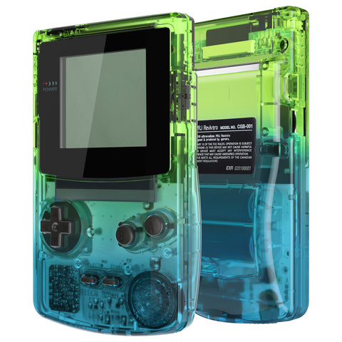 eXtremeRate IPS Ready Upgraded Gradient Translucent Green Blue GBC Replacement Shell Full Housing Cover w/ Buttons for Gameboy Color – Fit for GBC OSD IPS & Regular IPS & Standard LCD – Console & IPS Screen NOT Included - QCBP3017