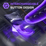 eXtremeRate Interchangeable Back Buttons Bottom Shell for Steam Deck LCD & OLED - with 2 Height Adjustable Buttons - Clear Slate Black - GVSSDM004