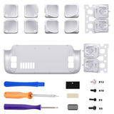eXtremeRate Interchangeable Back Buttons Bottom Shell for Steam Deck LCD & OLED - with 2 Height Adjustable Buttons - Frosted White - GVSSDM001