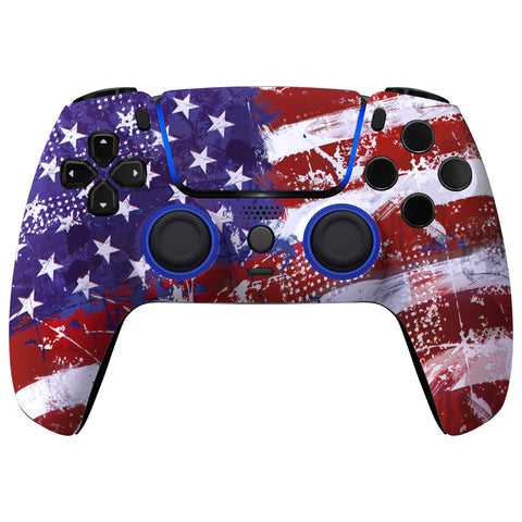 eXtremeRate LUNA Redesigned Front Shell with Touchpad for PS5 Controller BDM-010/020/030/040/050 - Impression US Flag - GHPFR001