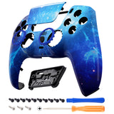 eXtremeRate LUNA Redesigned Blue Nebula Front Shell Touchpad Compatible with ps5 Controller BDM-010/020/030/040, DIY Replacement Housing Custom Touch Pad Cover Compatible with ps5 Controller - GHPFT010