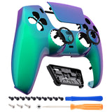 eXtremeRate LUNA Redesigned Front Shell with Touchpad for PS5 Controller BDM-010/020/030/040/050 - Chameleon Green Purple - GHPFP007