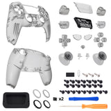 eXtremeRate Luna Redesigned Full Set Shells & Buttons for PS5 Controller BDM-030/040/050 - Clear Black - KQXPFM003