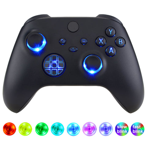 eXtremeRate Multi-Colors Luminated D-pad Thumbsticks Start Back Sync ABXY Buttons for Xbox Series X/S Controller, Black Classical Symbols Buttons DTF V3 LED Kit for Xbox Core Controller Model 1914 - X3LED03M3