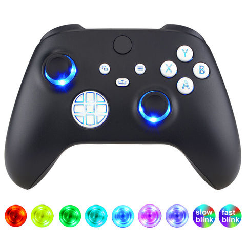 eXtremeRate Multi-Colors Luminated D-pad Thumbsticks Start Back Sync ABXY Buttons for Xbox Series X/S Controller, White Classical Symbols Buttons DTF V3 LED Kit for Xbox Core Controller Model 1914 - X3LED06M3