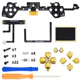 eXtremeRate Multi-Colors Luminated Buttons D&F LED Kit for PS5 Edge Controller - Chrome Gold Classical Symbols Buttons - KRXEGL002