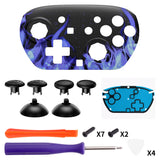 eXtremeRate Octagonal Gated Sticks Design Faceplate Shell with ThumbsGear Thumbsticks for Nintendo Switch 2 Pro Controller - Blue Flame - BDEPTR003