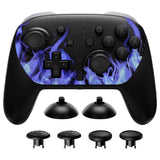 eXtremeRate Octagonal Gated Sticks Design Faceplate Shell with ThumbsGear Thumbsticks for Nintendo Switch 2 Pro Controller - Blue Flame - BDEPTR003