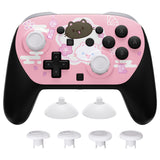 eXtremeRate Octagonal Gated Sticks Design Faceplate Shell with ThumbsGear Thumbsticks for Nintendo Switch 2 Pro Controller - Cherry Blossoms Kitten - BDEPTR009