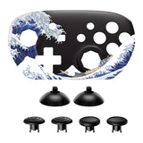 eXtremeRate Octagonal Gated Sticks Design Faceplate Shell with ThumbsGear Thumbsticks for Nintendo Switch 2 Pro Controller - The Great Wave Off Kanagawa - BDEPTR001