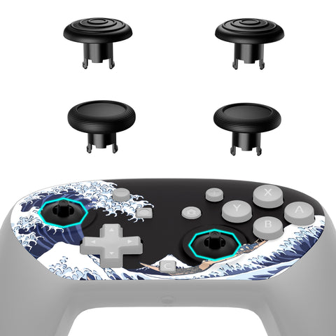 eXtremeRate Octagonal Gated Sticks Design Faceplate Shell with ThumbsGear Thumbsticks for Nintendo Switch 2 Pro Controller - The Great Wave Off Kanagawa - BDEPTR001