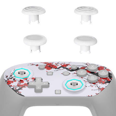 eXtremeRate Octagonal Gated Sticks Design Faceplate Shell with ThumbsGear Thumbsticks for Nintendo Switch 2 Pro Controller - Winter Blossom - BDEPTR005