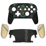 eXtremeRate Glow in Dark - Totem of Kingdom Black Faceplate Backplate Handles Cover, Octagonal Gated Sticks Design DIY Replacement Grip Housing Shell for Nintendo Switch Pro Controller - Controller NOT Included - FRE623