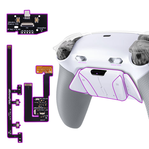 eXtremeRate RISE4 Plus MAX Back Paddles Kit with Clicky Trigger Stops & Rubberized Grip for PS5 Controller BDM-030/040/050/060 - White Gray - HKCPFM002M3
