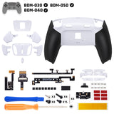 eXtremeRate RISE4 Plus MAX Back Paddles Kit with Clicky Trigger Stops & Rubberized Grip for PS5 Controller BDM-030/040/050 - White Black - White - HKCPFM003M2