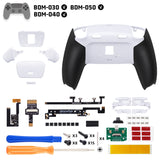 eXtremeRate RISE Plus MAX Back Paddles Kit with Clicky Trigger Stops & Rubberized Grip for PS5 Controller BDM-030/040/050 - White Black - White - GQTPFM003M2