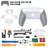 eXtremeRate RISE Plus MAX Back Paddles Kit with Clicky Trigger Stops & Rubberized Grip for PS5 Controller BDM-030/040/050 - White Gray - GQTPFM002M2