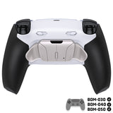 eXtremeRate Real Metal Buttons (RMB) Version RISE4 Plus MAX Back Paddles Kit with Clicky Trigger Stops & Rubberized Grip for PS5 Controller BDM-030/040/050 - White Black - Silver - HKCPFJ003M2