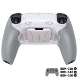 eXtremeRate Real Metal Buttons (RMB) Version RISE4 Plus MAX Back Paddles Kit with Clicky Trigger Stops & Rubberized Grip for PS5 Controller BDM-030/040/050 - White Gray - Silver - HKCPFJ002M2