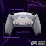 eXtremeRate Real Metal Buttons (RMB) Version RISE4 Plus MAX Back Paddles Kit with Clicky Trigger Stops & Rubberized Grip for PS5 Controller BDM-030/040/050 - White Gray - Silver - HKCPFJ002M2