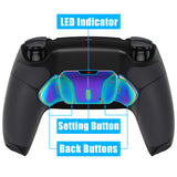 eXtremeRate Rainbow Aura Blue & Purple Real Metal Buttons (RMB) Version RISE4 Remap Kit for PS5 Controller BDM-030/040/050 - Rubberized Black - YPFJ7011G3