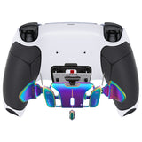 eXtremeRate Rainbow Aura Blue & Purple Real Metal Buttons (RMB) Version RISE4 Remap Kit for PS5 Controller BDM-030/040 - Rubberized White Black - YPFJ7012G3