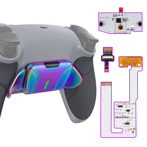 eXtremeRate Rainbow Aura Blue & Purple Real Metal Buttons (RMB) Version RISE4 V3 Remap Kit for PS5 Controller BDM-030/040/050 - Rubberized New Hope Gray & Classic Gray - YPFJ7013G4