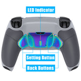 eXtremeRate Rainbow Aura Blue & Purple Real Metal Buttons (RMB) Version RISE4 V3 Remap Kit for PS5 Controller BDM-030/040/050 - Rubberized New Hope Gray & Classic Gray - YPFJ7013G4